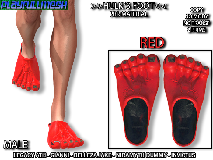 **Hulk's Foot MALE (RED)**PlayFullMesh