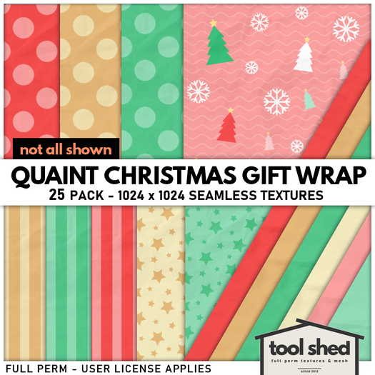 Tool Shed - Quaint Christmas Gift Wrap - Christmas Textures