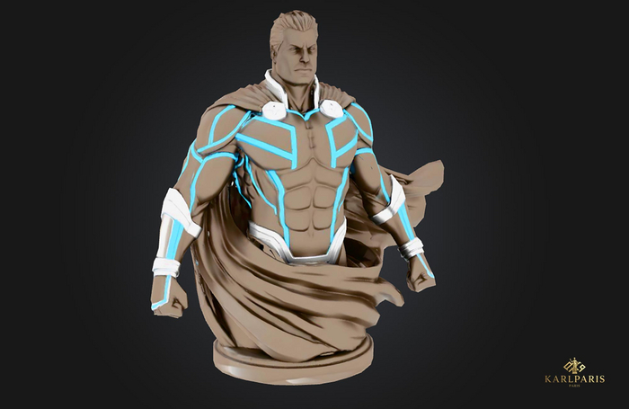 Superhero Bust Statue 4 – Futuristic Hero Portrait Sculpture Decor