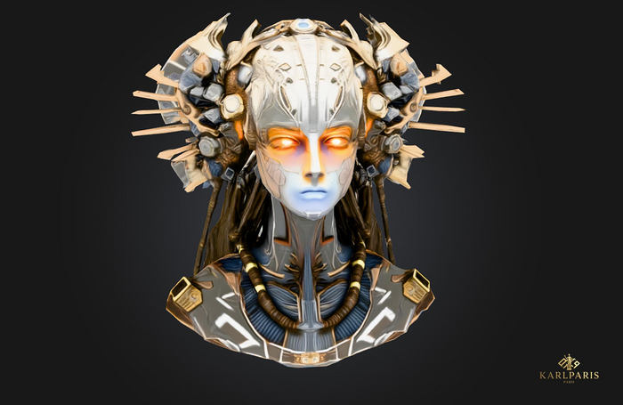 Bust Cybernetic – Futuristic Cyborg Sci-Fi Portrait Sculpture Decor