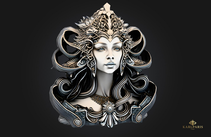 Bust Mystic Sovereign – Regal Enigmatic Sovereign Portrait Sculpture