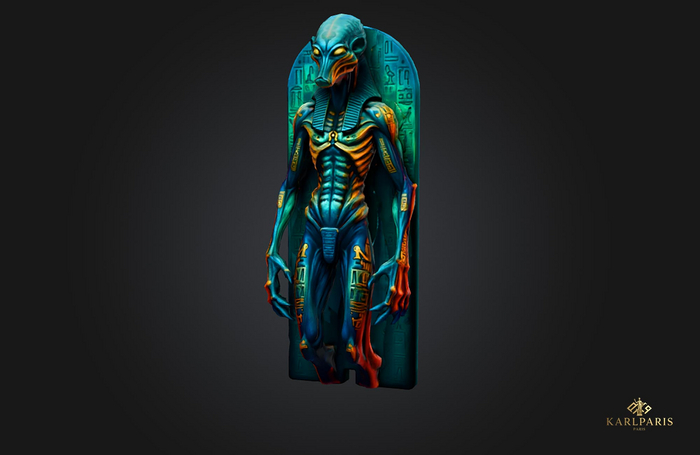 Egypt Alien 2 Statue – Ancient Cosmic Pharaoh Sculpture Decor