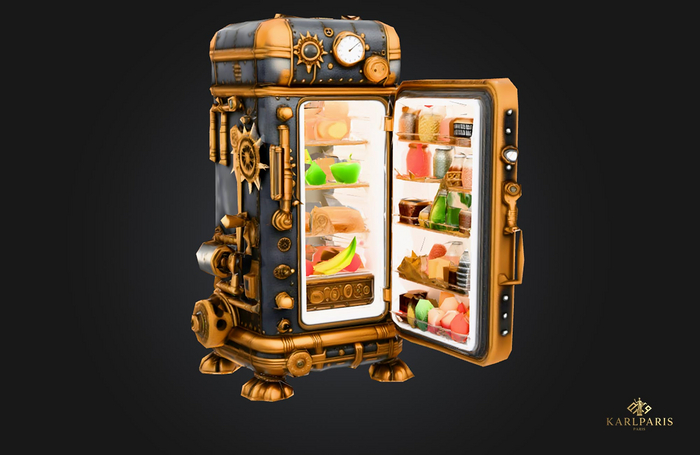 Steampunk Fridge – Industrial Retro Refrigerator Decor