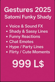 Gestures 2025 Satomi Funky Shady 130 item