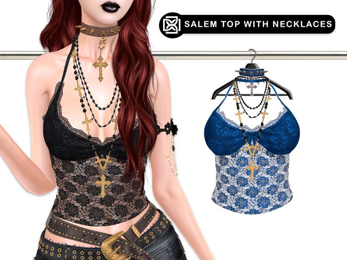 Addams // Salem Top with Necklaces // N*24