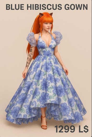 BLUE HIBISCUS GOWN