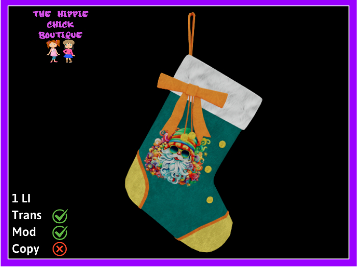 Christmas Stocking Hippie Santa V2 Trans