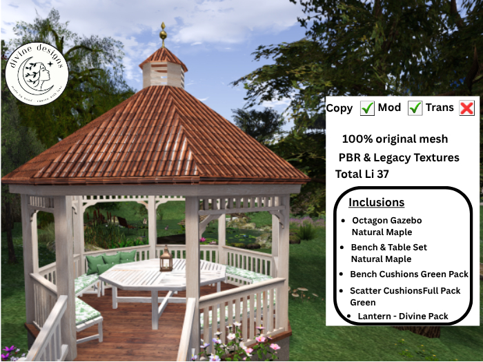 Octagon Gazebo - Natural Maple - Divine Pack