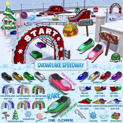 MadPea Snowflake Speedway - Pink Snowflake Sled RARE