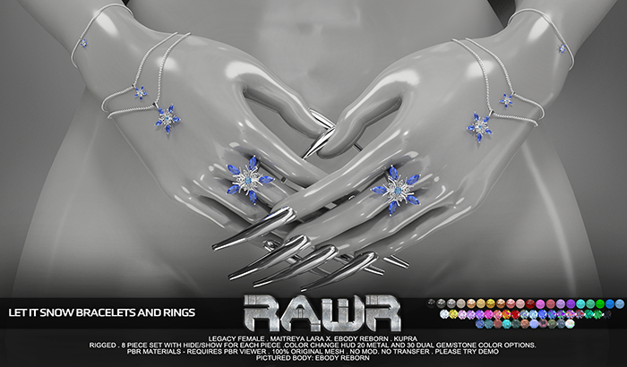 RAWR! Let It Snow Bracelets and Rings (add me)