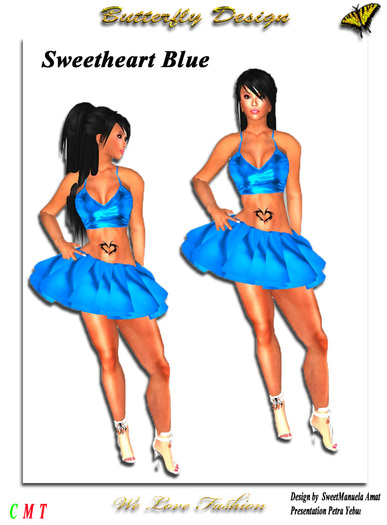 *** Butterfly Design ***- Sweet eart - Blue ****::::