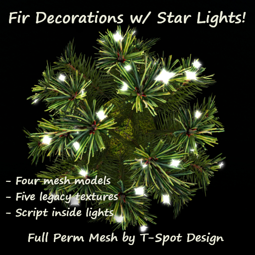 T-Spot Mesh - Fir Decorations w/ Star Lights - FP - LI=1.2