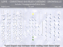LOVE SUPERSTORE - CHRISTMAS BAUBLE CURTAIN - SNOWBALLS 