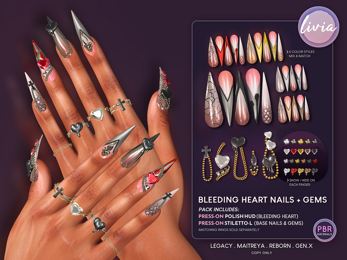 LIVIA Press-On Pack // Bleeding Heart