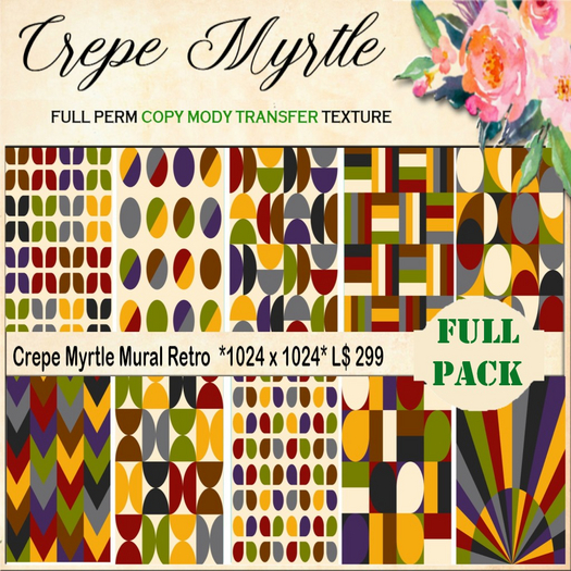 Crepe Myrtle Mural Retro Fullpack