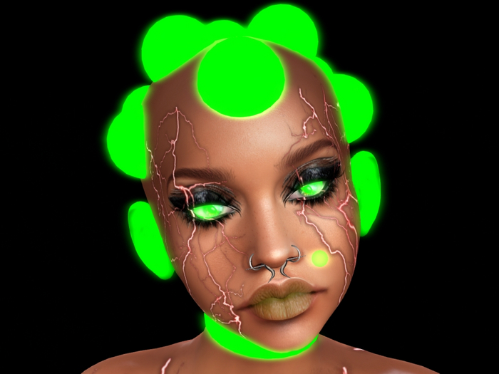 Mesh Ear = Sci-Fi,Cyborg,Fantasy ,Neon Glow  Green