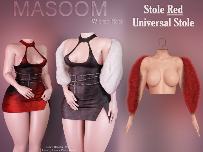 [[ Masoom ]] Wicked Rose Stole - Red