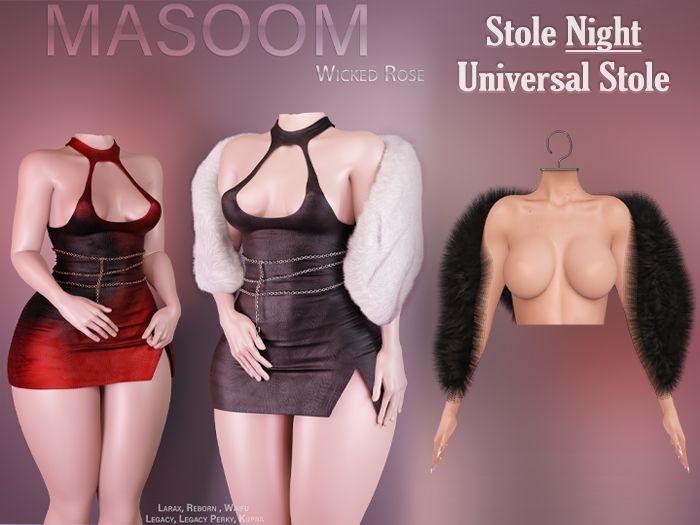 [[ Masoom ]] Wicked Rose Stole - Night