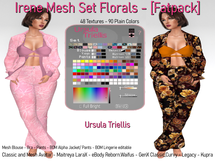7264 Anette Mesh Set Floral - [Fatpack]