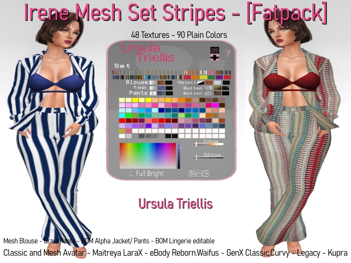 7264 Anette Mesh Set Stripes - [Fatpack]