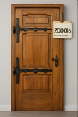 Slumber Wooden Door with Script & Decorative Metal Hinges