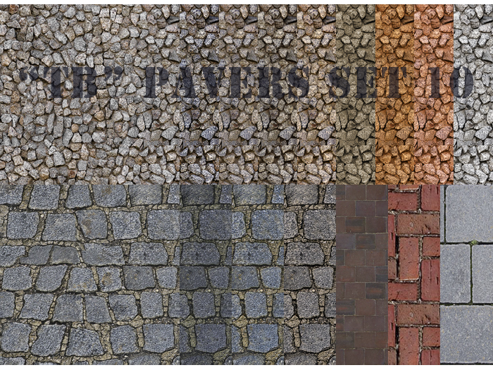 Twice Baked seamless paver textures with 3D effect set 10