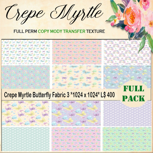 Crepe Myrtle Butterfly Fabric Fullpack