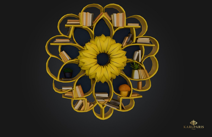 Library Sunflower Bookshelf – Cheerful Floral Reading Decor