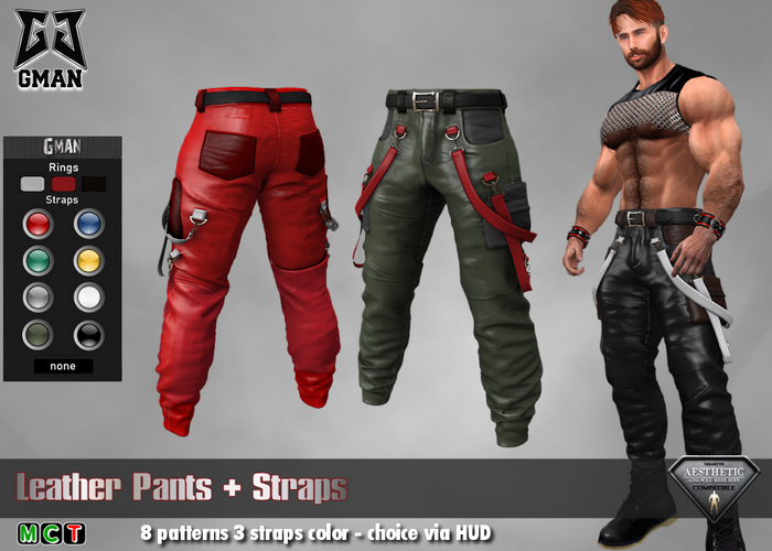 [GMan] P - Leather Pants+Straps - Aesthetic