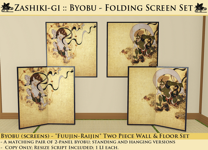 Zashiki-gi :: Byobu Screen - Fuujin Raijin Set [Add Me]