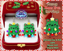 *Angelux* Meowy Xmas Tree Earrings