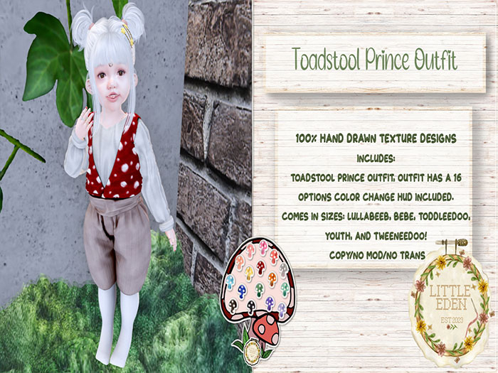 {Little Eden} Toadstool Prince Outfit