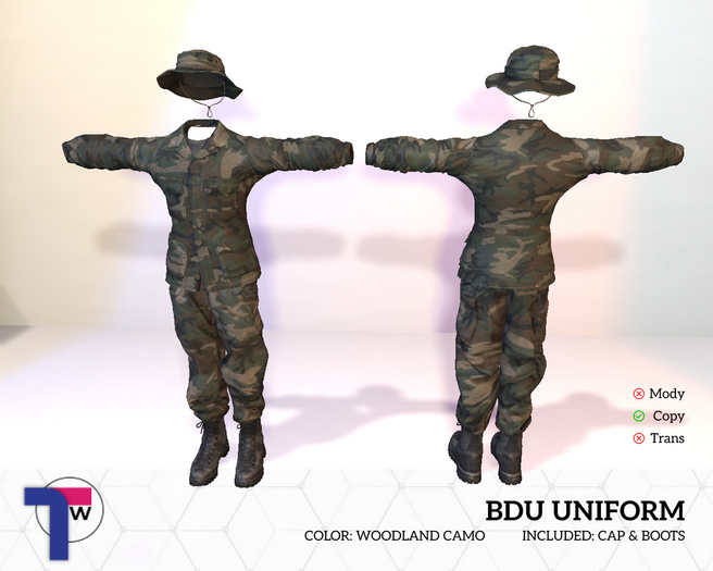 BDU COMBAT UNIFORM [COLOR WOODLAND]