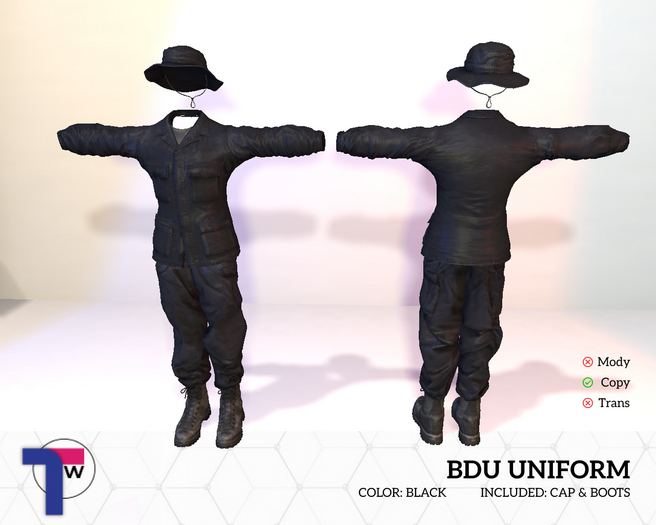 BDU COMBAT UNIFORM [COLOR BLACK]