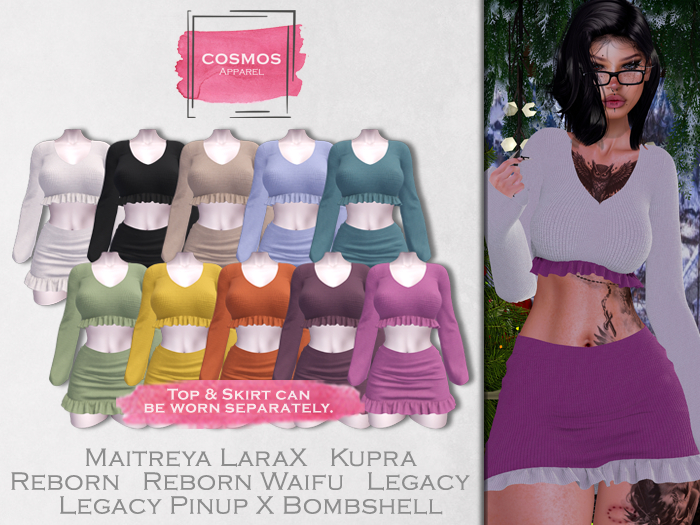 [COSMOS] Mona Top & Skirt Set Knit / 10 Colors Fatpack Demo