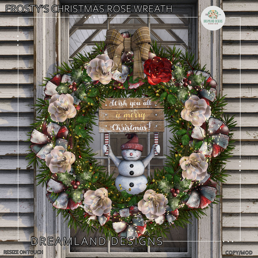 DD Frosty's Christmas Rose Wreath