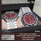 {JS} Deluxe Wrist Watch 'ROXUS' - silver - 2 pcs