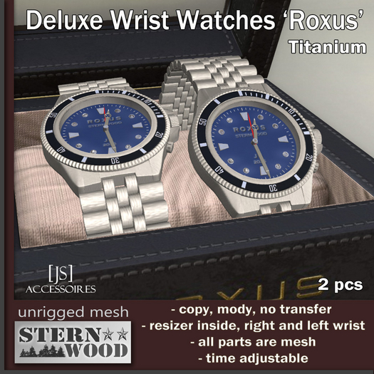 {JS} Deluxe Wrist Watch 'ROXUS' - titanium - 2 pcs
