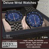 {JS} Deluxe Wrist Watch 'ROXUS' - black blue brushed - 2 pcs