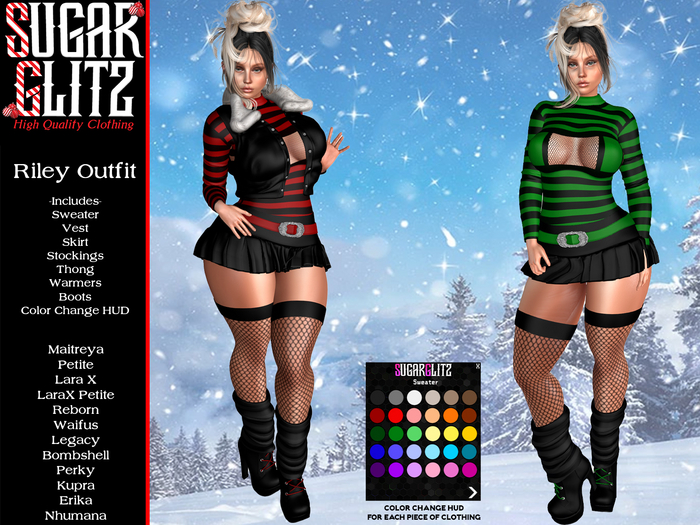 [SugarGlitz] Riley Black Outfit - Fatpack