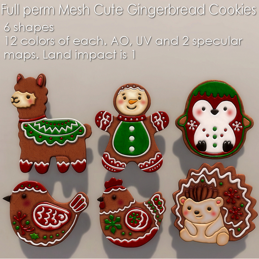 * Full Perm Mesh * Cute Gingerbread Cookies *