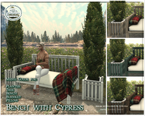 Mayas | Wooden Bench | Cypress Tree | Hedge | Animated Bird