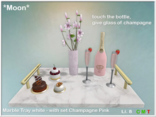 *Moon* Marble Tray white with set Champagne Pink
