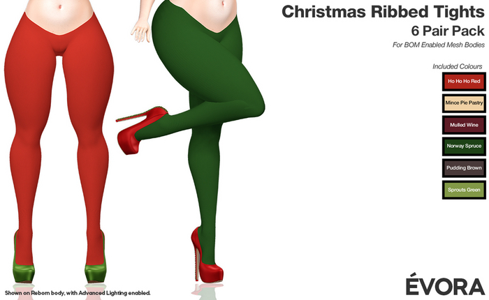EVORA - Christmas Ribbed Tights