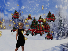 Christmas car with tree and stars