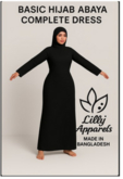 Basic Hijab Complete Dress – Full Perm Black Outfit