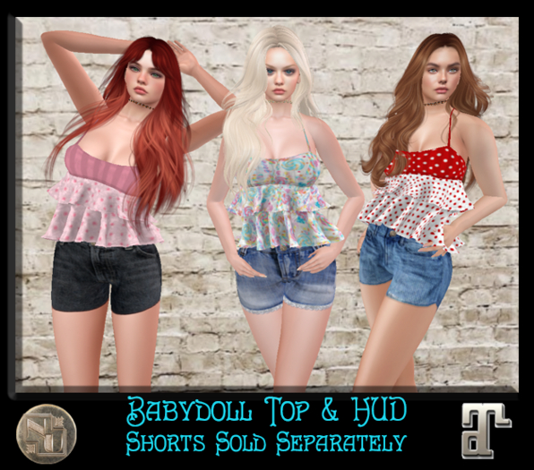 Babydoll Ruffled Top with Texture HUD 
