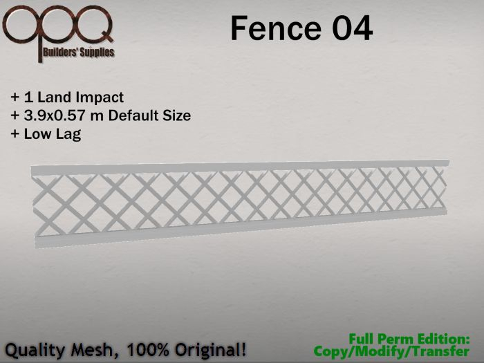 Full Perm Low Fence or Railing - OPQ Fence 04