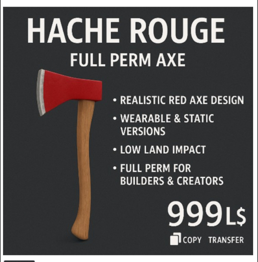 HACHE ROUGE - Crimson Fantasy Axe Prop FP