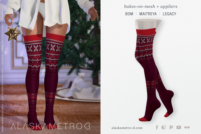 "Cozy" 2K Nordic pattern stockings - 03 red | BOM | Legacy | Maitreya